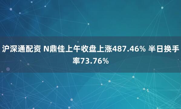 沪深通配资 N鼎佳上午收盘上涨487.46% 半日换手率73.76%